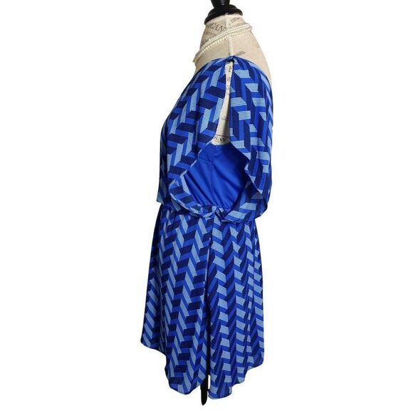 Candies Blue Chevron Mini Dress M Y2k Butterfly Open Back Detail Coquette Casual - Picture 4 of 6